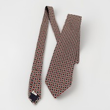 Eddie Bauer Red Silk Printed Tie Made In USA