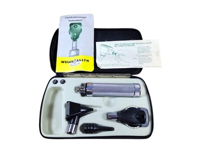 Vintage Welch Allyn 3.5V Otoscope Ophthalmoscope Set 71670 Handle Untested