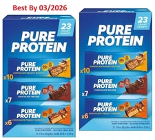 2-PACK Pure Protein Variety Pack 23 Bars Chocolate, Chocolate Chip & Peanut
