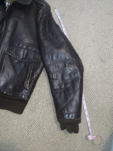 Vintage Schott A2 Fliegerjacke 38 braun Leder 70er siehe Bilder - Bild 11 von 13