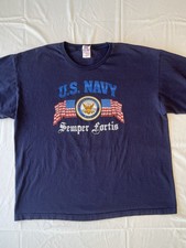 US Navy Semper Fortis T Shirt Mens 2XL USA Made Military Graphic Tee