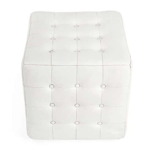 Butler Leon White Leather Ottoman - Picture 5 of 8