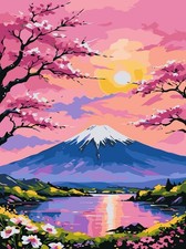 Cherry Blossom Paint by Numbers Kit for Adults Beginners DIY Canvas Art Gift