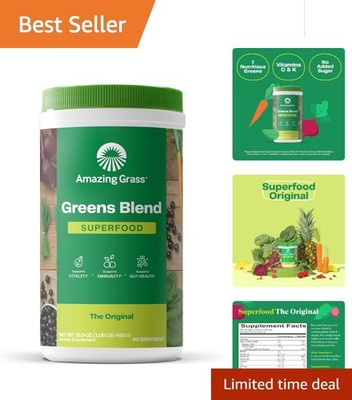 Greens Blend Superfood Powder: Spirulina & Chlorella, 60 Servings of Vitality