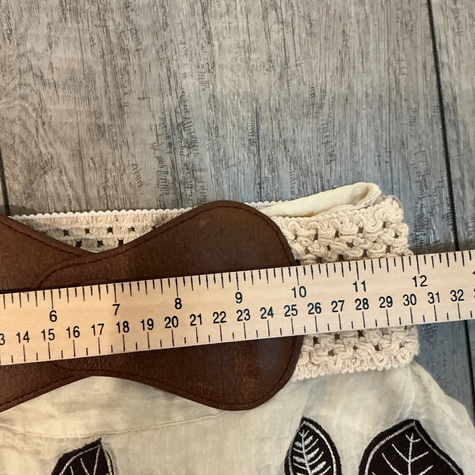 Alice + Olivia Skirt Size 2 Brown Floral Embroidered Crochet Belt Bow Accent - Image 3 of 4