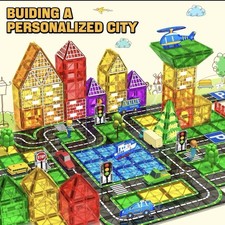 Magnetic Tiles Road Set with Car Magnet Building Tile Toys for Kids Ages 3-5 4-8
