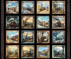 Steam and Steel Train Picture Patch Railroad Black 36x44" Fabric Panel