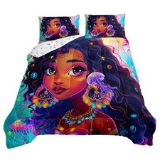 Afro Girls Bedding Comforter Sets American African Princess Magical Comforter...