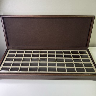 Franklin Mint Ingot Case 50 Slots Brown Pad And Plastic Cover *Case Only*