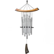 Woodstock Wind Chimes Healing Chime 34" Heart Chakra Tuned Wind Chime - Silver
