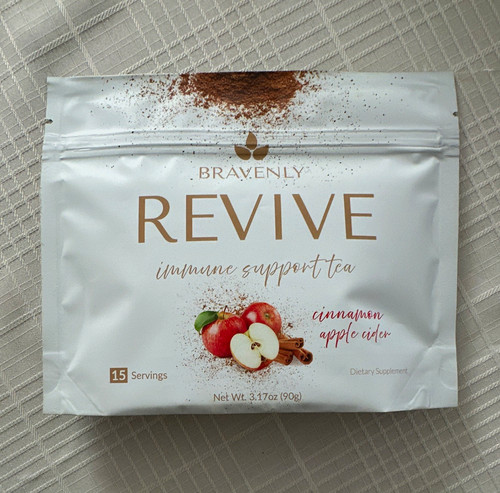 Bravenly Revive Immune Support Tea Powder Cinnamon Apple Cider 15 Serv ...