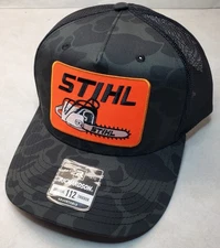 STIHL Patch on Richardson 112 Trucker Hat Snapback / Black Duck Camo/Black 