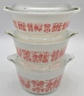 Vintage Pyrex Pink Amish Butterprint Casserole Dishes With Lids Set of 3