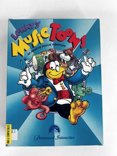 Vintage Lenny's MusicToons PC Game Floppy Disks IBM DOS Paramount Boxed