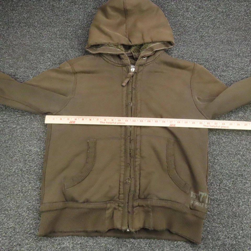 Chaqueta De Colección American Eagle Para Hombres Mediana Marrón Envejecida Forrada de Piel Cremallera Completa Y2K Foto 4 de 4