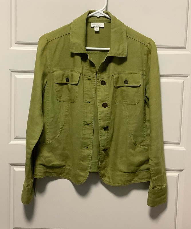 CHARTER CLUB Green Linen Jacket Women’s Sz S 