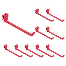10 Pcs Gridwall Hooks, 4.8 Inch Grid Wall Plastic Hanger, Red