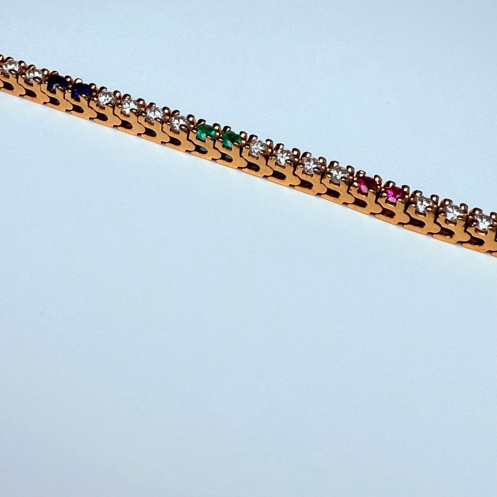 Estate 14K Solid Yellow Gold Diamond, Ruby, Emera… - image 6