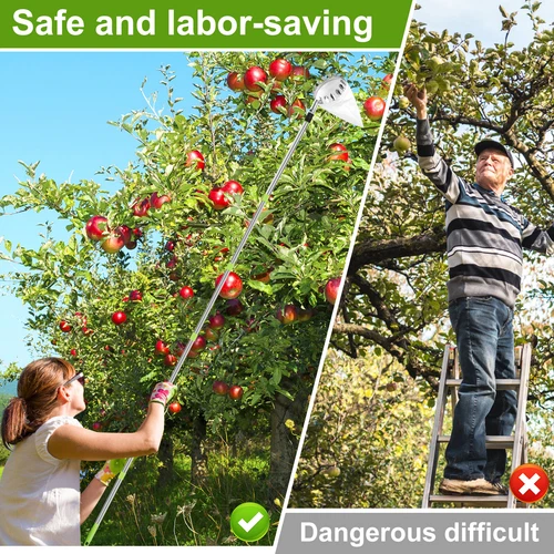 4M Fruit Picker Pole with Basket Telescoping Fruit Picker Tool with Long Handle - Picture 11 of 14