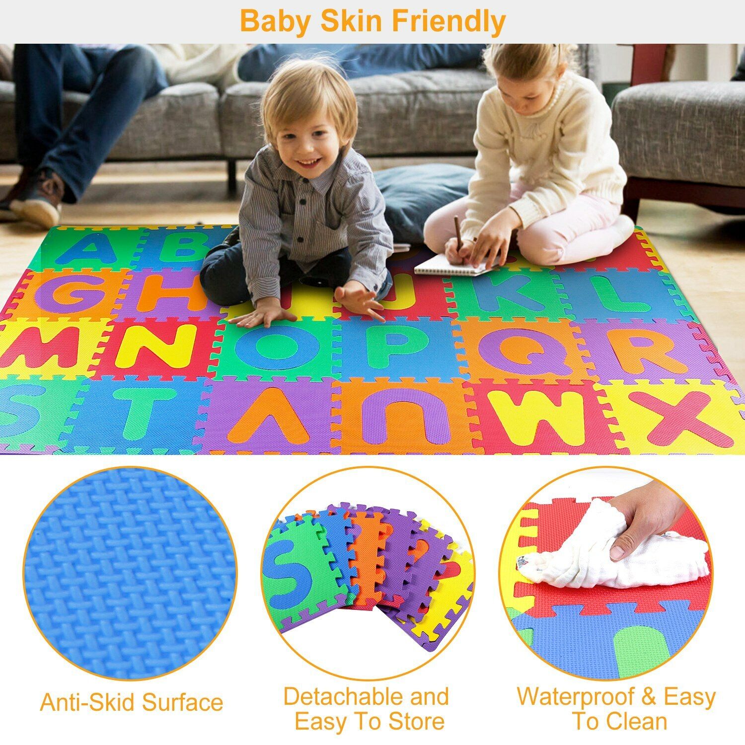Ingang ik ben verdwaald Darts 26pcs Baby Play Mat Alphabet Kids Home Floor Mat Jigsaw ABC Foam Puzzle  70"x 60" | eBay