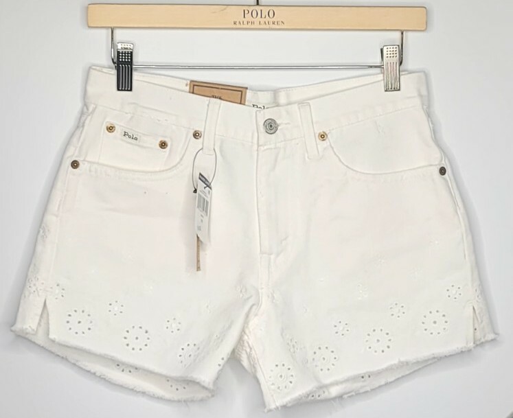 Polo RALPH LAUREN Womens 25 Denim Short WHITE Archers Sophia