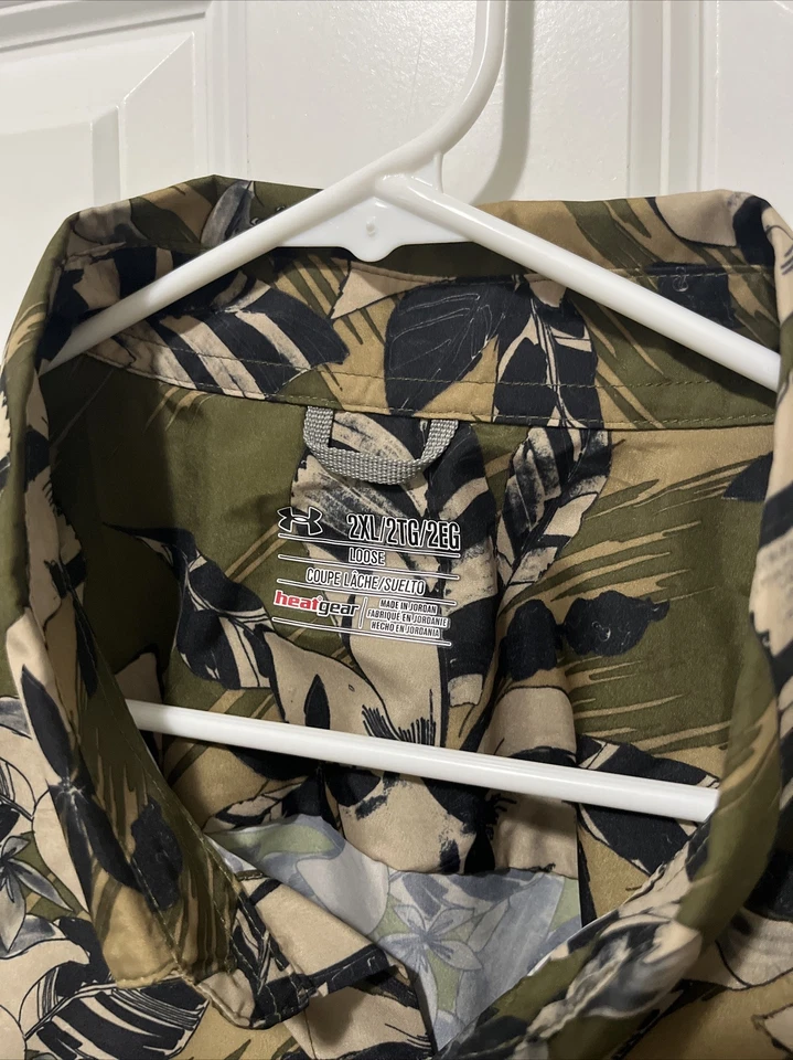 Men’s Size XXL Under Armour Hydro Chesapeake Floral Green Fishing Shirt UPV - Image 2 of 4