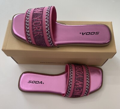 Rhinestone Sandals Soda Rhinestone Slides NIB Women's Soda New