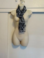 Women Fashion Hijab Scarf Soft Semi Sheer Black White Head Shawl Wraps 23"x68"