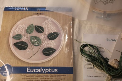 Embroidery Project EUCALYPTUS with Hoop & floss kit LEISURE ARTS new open box