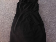 Calvin Klein Womens Dress 10 Black A-line zip midi stretch