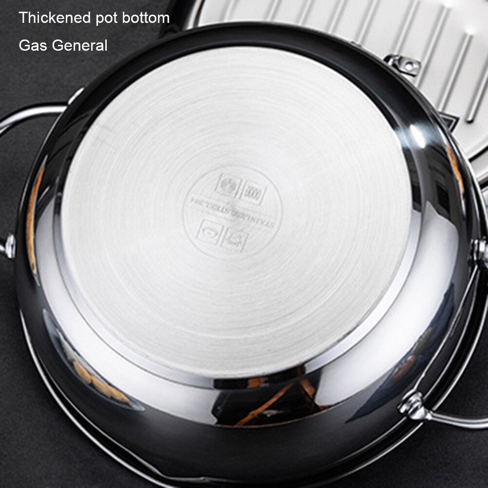 Japanese Style Deep Frying Pot with Thermometer 304 Stainless Steel