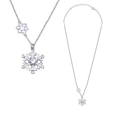 Sterling Silver Necklace w/ CZ Stones Snowflake Pendant