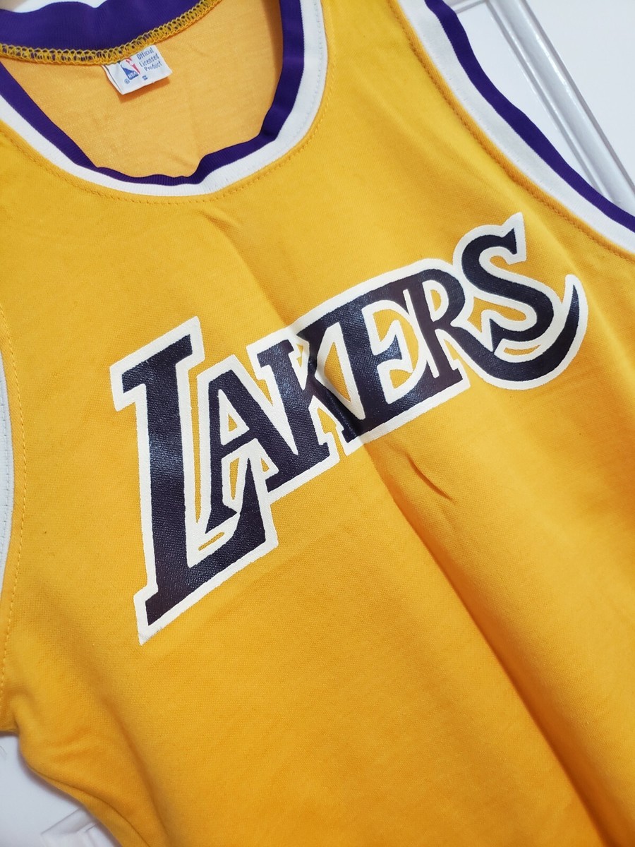 VTG Los Angeles Lakers Blank Authentic Sand Knit Gold NBA Home