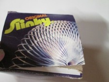 VINTAGE ORIGINAL METAL SLINKY WALKING SPRING TOY JAMES INDUSTRIES NO 100 w/ BOX