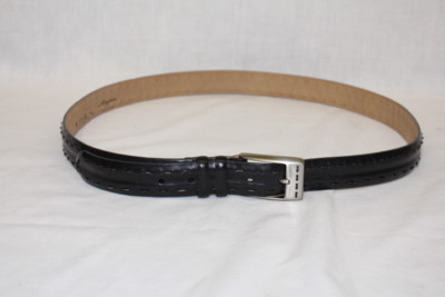 MEZLAN Black Leather Belt W/A Solid Brass Buckle Mens Size  display picture 3