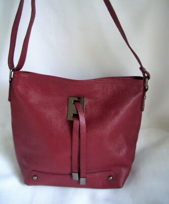 VERA PELLE*ITALY*Hobo bag*Umhänge-/Schultertasche aus Leder*weinrot*