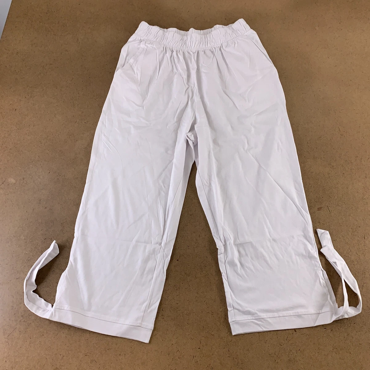 White cotton capri pants sale