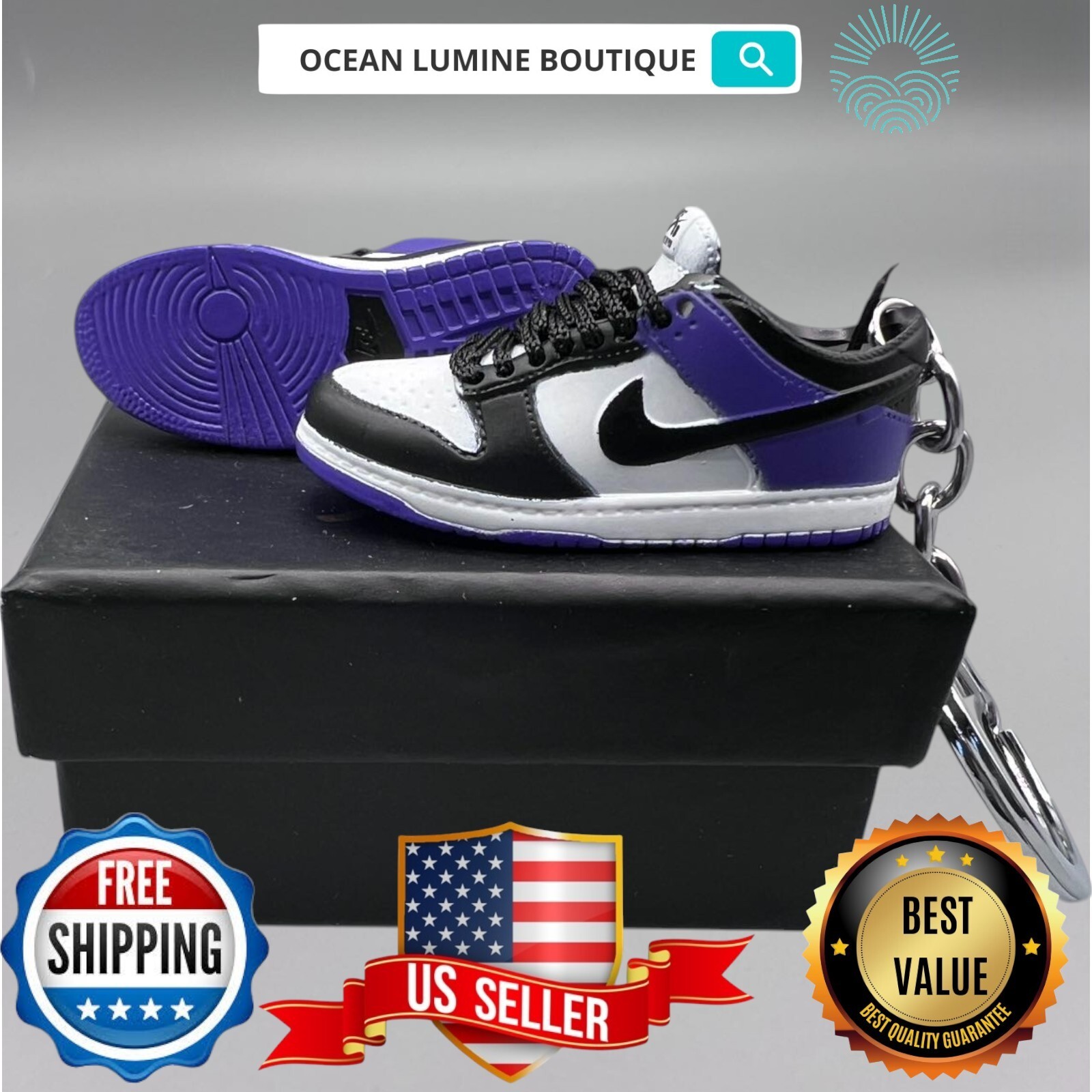SB DUNK 3D Mini Sneaker Keychain, Jordan Sneaker Collectible, Box Options