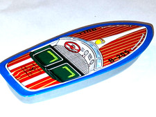 Vintage Showa Retro Original Tin Lithograph Toy Floating Boat 4" made in Japan