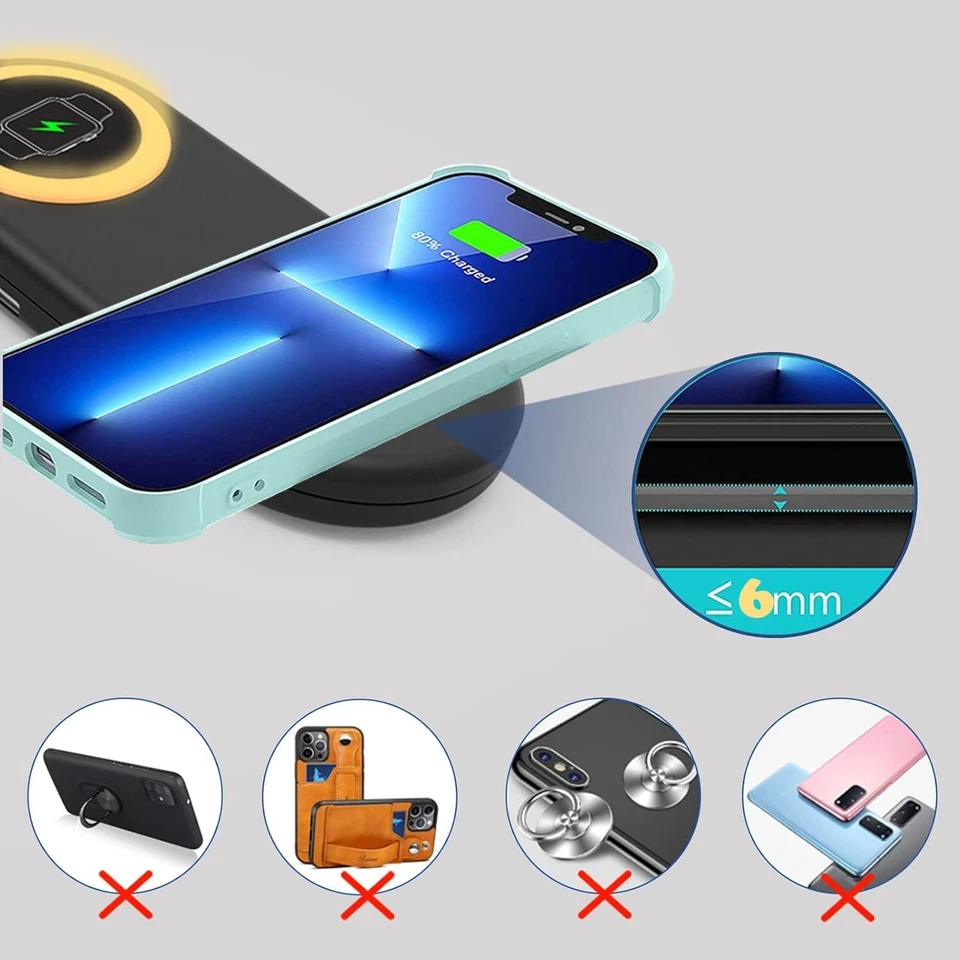 3 in 1 Wireless Charging Dock for iPhone Apple Watch AirPods Fast Charger - Image 3 of 4