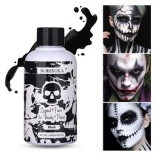 BOBISUKA Black Liquid Face and Body Paint Makeup for Halloween Cosplay SFX 130ml