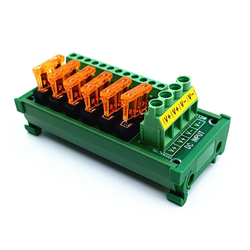 6 Position DIN Rail Mount DC Power Fuse Distribution Strip Module - Image 2 of 4