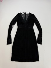 Hello Molly Dress Womens XS Black Lace Long Sleeve V Neck Sheath Mini Party