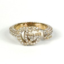 Gucci GG Marmont Double G Rhinestone Gold tone Ring US6.5-7 W/Original Box USED