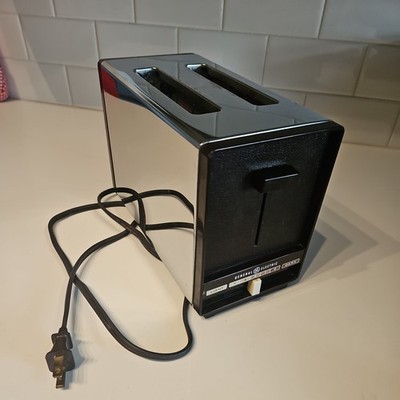 Vintage G.E. Toaster 2 Slice Chrome Dark Brown USA made WORKING EUC