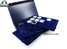 Blue Carrying Case and Four TAB Trays to Hold 60 2x2's | Snaplocks | Coins