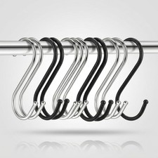 10X PCS Stainless Steel S Hooks Kitchen Meat Pan Utensil Clothes Hanger Hanging