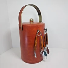 Georges Briard Mid Century Ice Bucket Signed With Tongs Tarnish