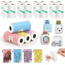 20 Rolls Mini Thermal Sticker Printer Paper 57x25mm Inkless Self-adhesive Pap...