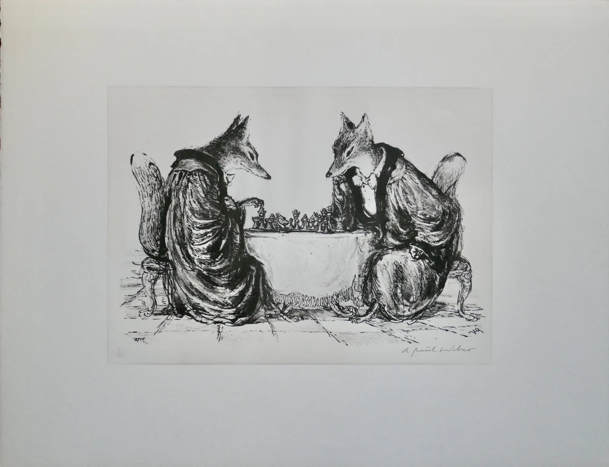 A. Paul Weber, Original Lithographie 1978, signiert, Die beiden Anwälte